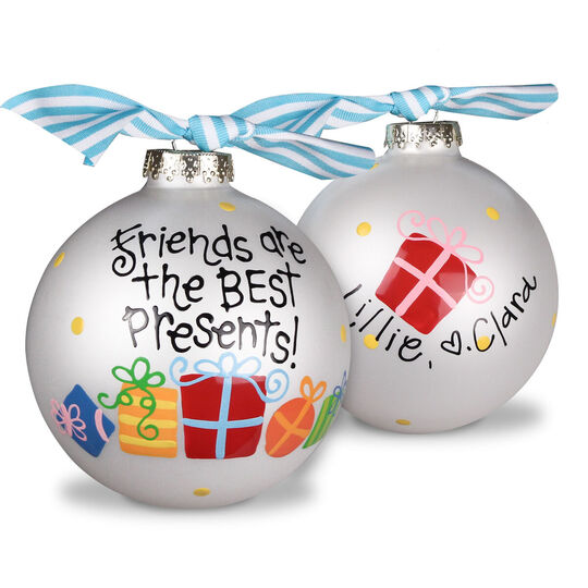 Friends Are The Best Presents Glass Christmas Ornament